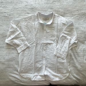 NWT Loft white 3/4 sleeve button down blouse. Size petite small